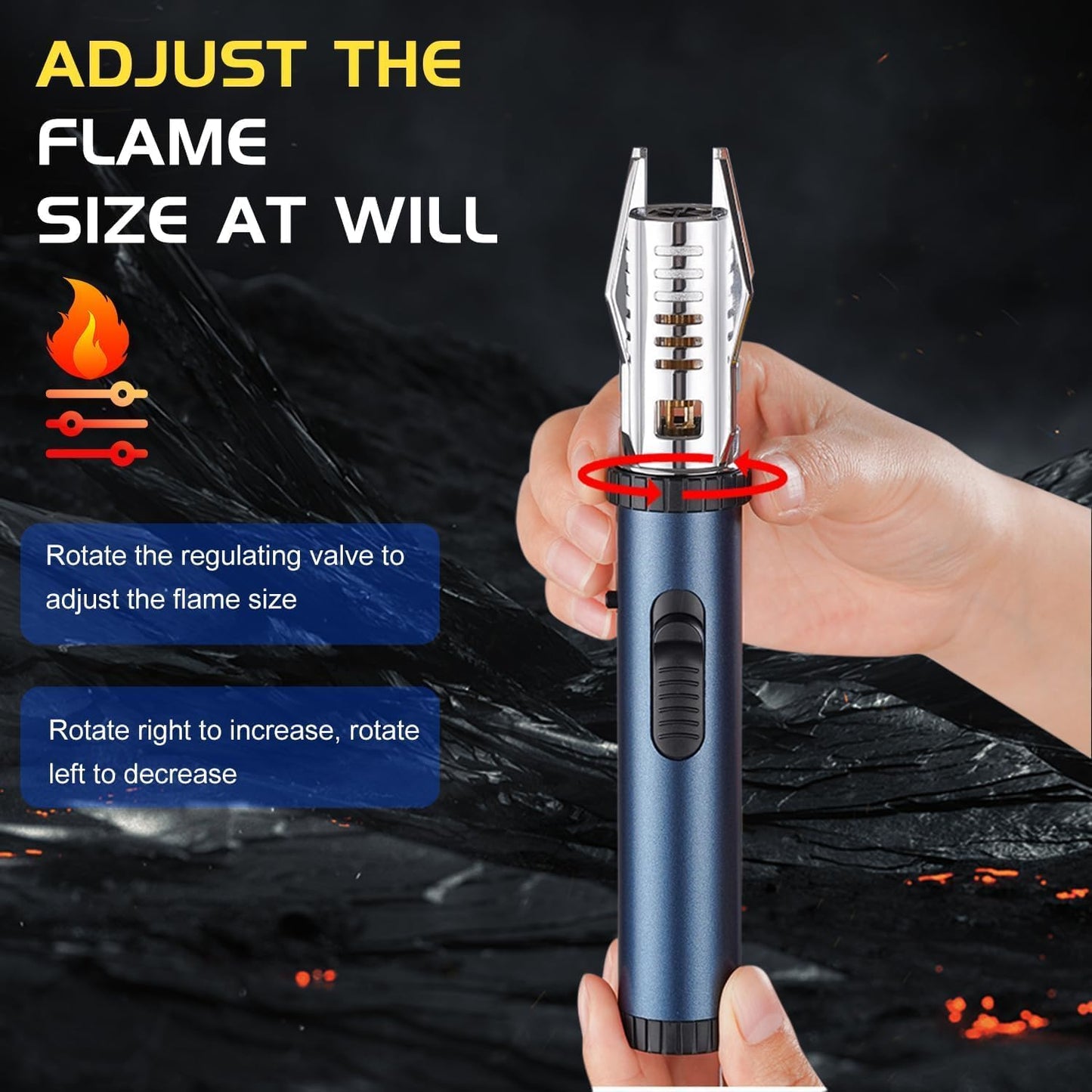 🔥 Jet Flame Metal Body Camping Lighter – Windproof & Refillable Butane Torch 🔥