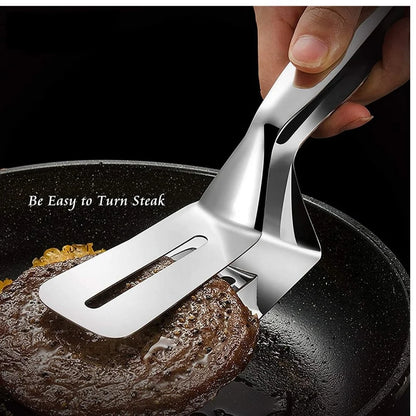 Multi-Function Double-Sided Stainless Steel Spatula & Food Tongs