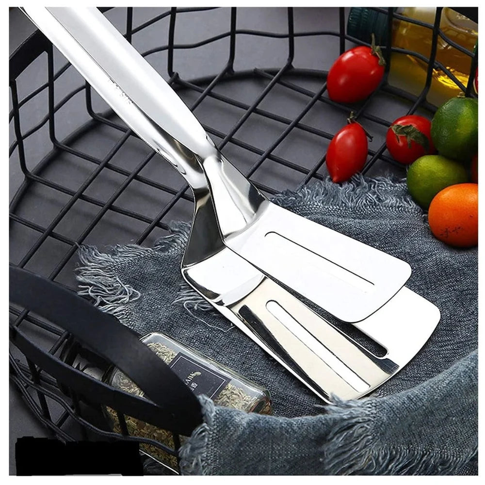 Multi-Function Double-Sided Stainless Steel Spatula & Food Tongs