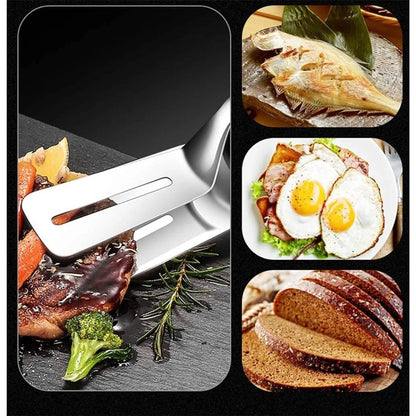 Multi-Function Double-Sided Stainless Steel Spatula & Food Tongs