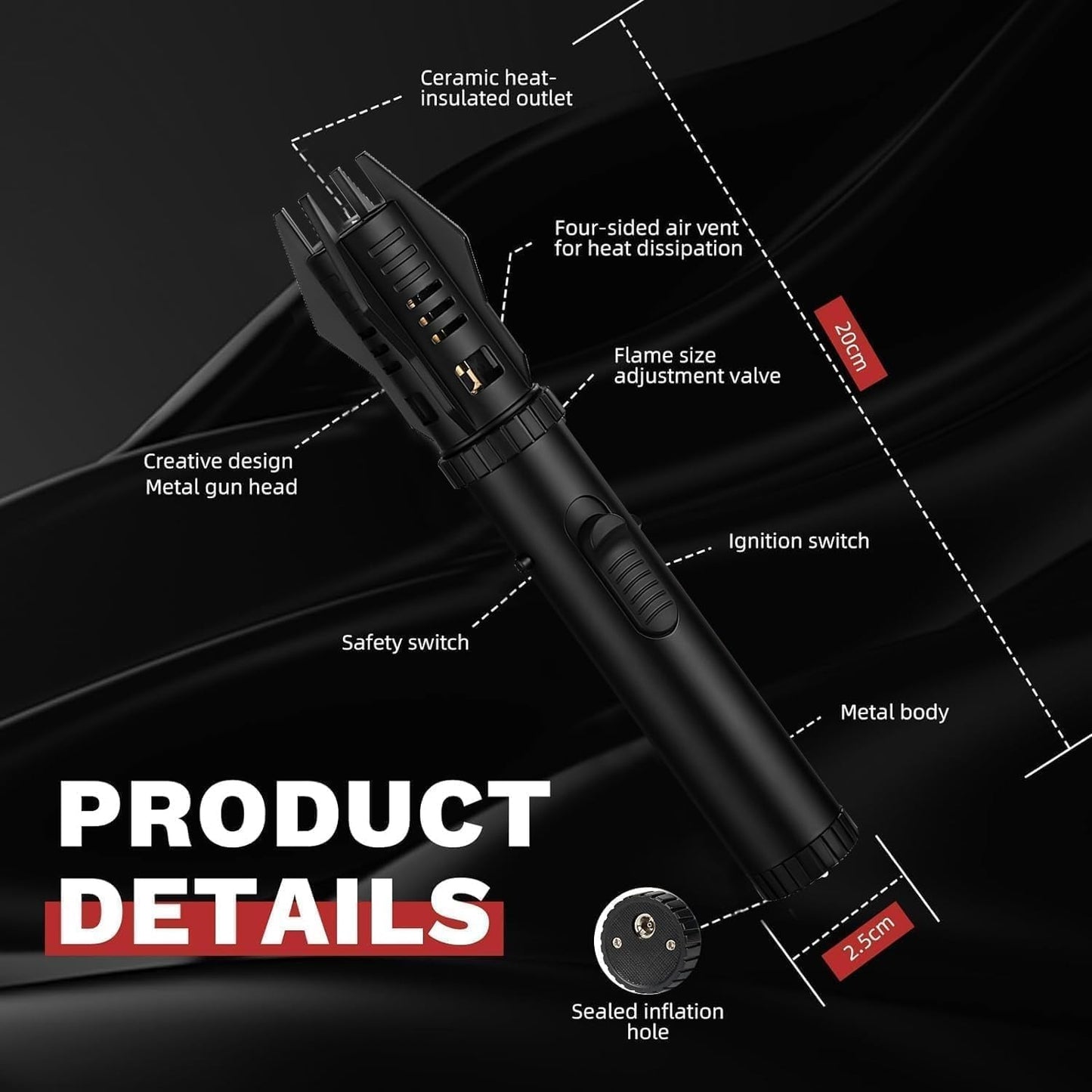 🔥 Jet Flame Metal Body Camping Lighter – Windproof & Refillable Butane Torch 🔥