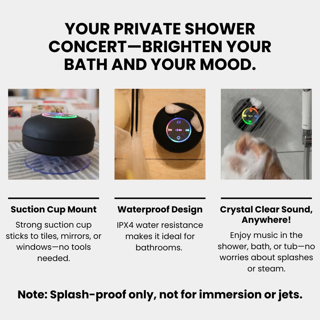 Mini Bluetooth Shower Audio Device with RGB Lights