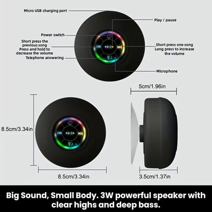 Mini Bluetooth Shower Audio Device with RGB Lights