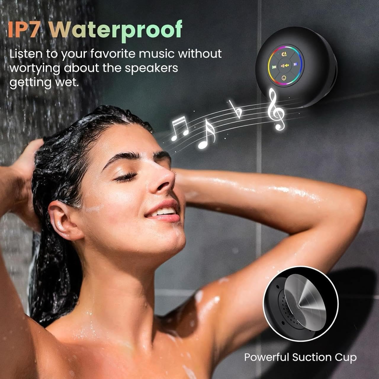 Mini Bluetooth Shower Audio Device with RGB Lights