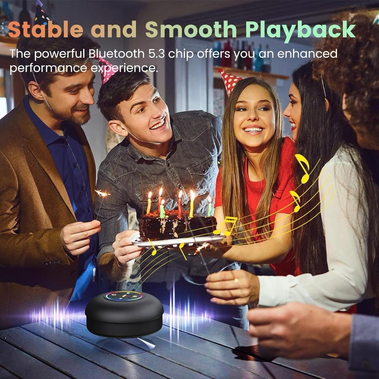 Mini Bluetooth Shower Audio Device with RGB Lights