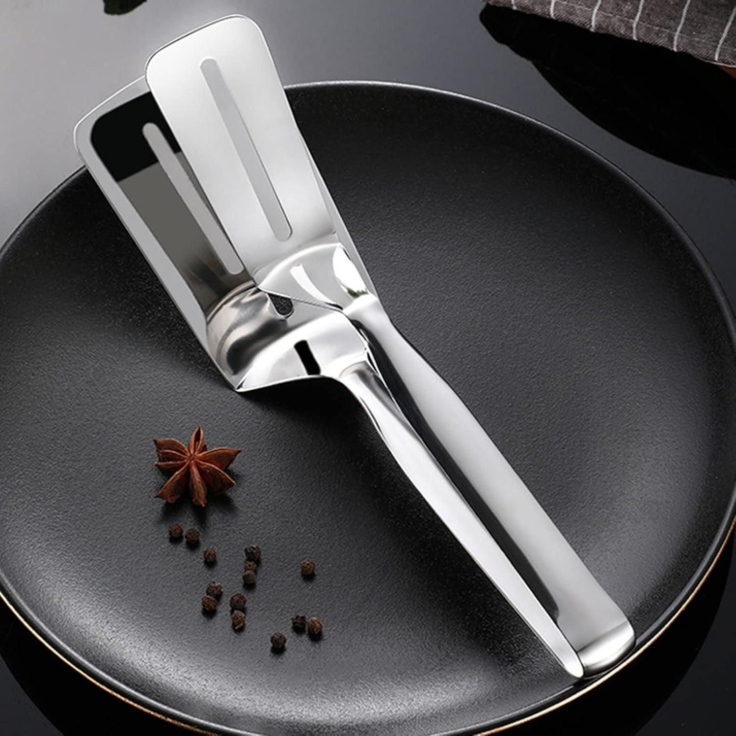 Multi-Function Double-Sided Stainless Steel Spatula & Food Tongs