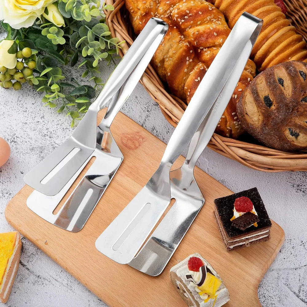 Multi-Function Double-Sided Stainless Steel Spatula & Food Tongs